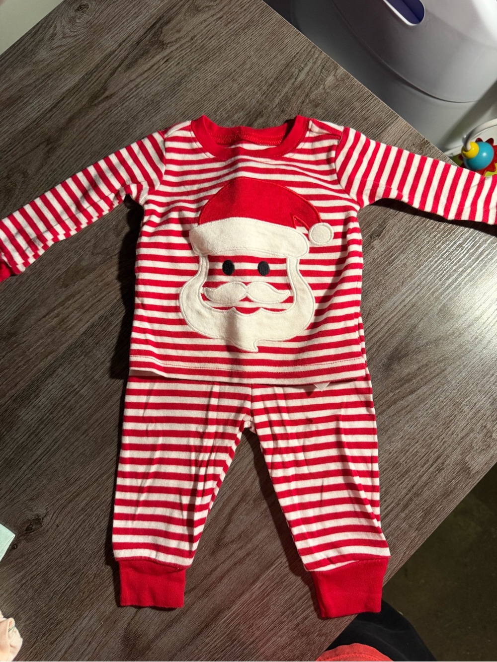 Place Red & White Stripe Santa Pajama Set